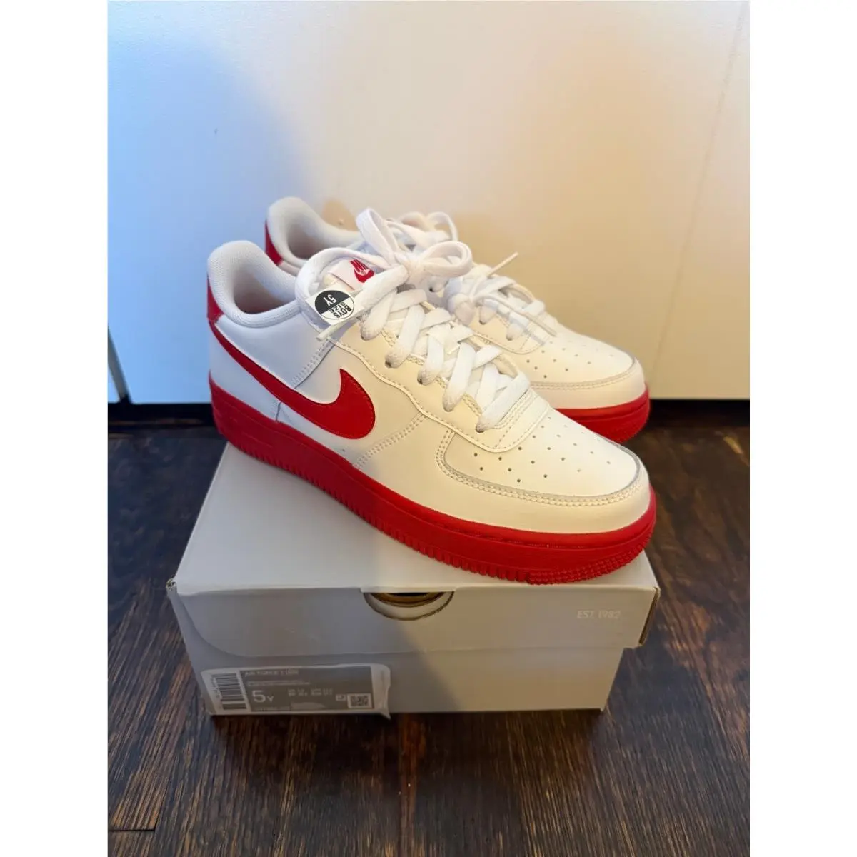 Nike Air Force 1 GS CV7663-102 White University Red Grade School 5Y