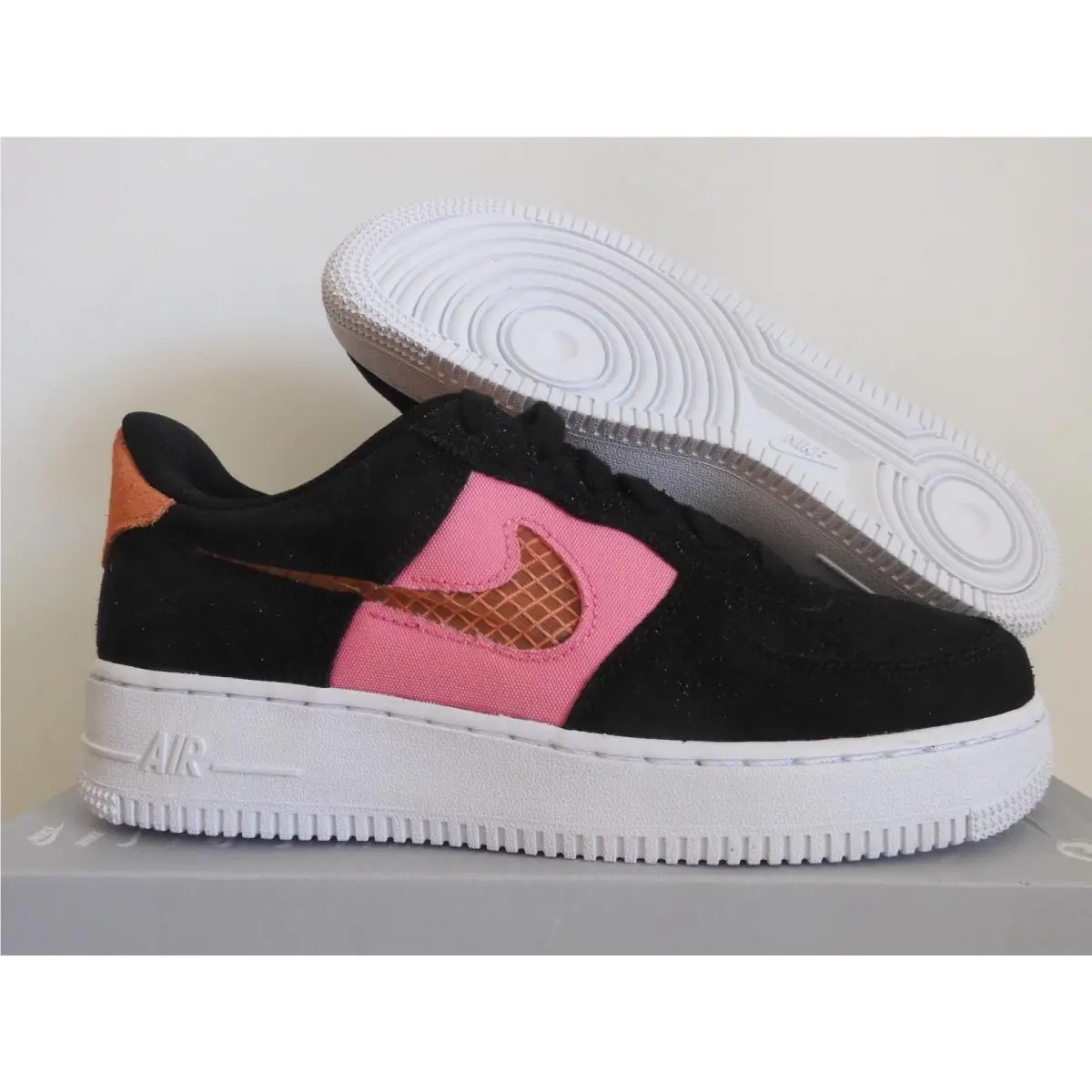 Nike Air Force 1 LV8 1 Fresh Air GS Black-orange-lotus Pink Sz 7Y CJ4093-002