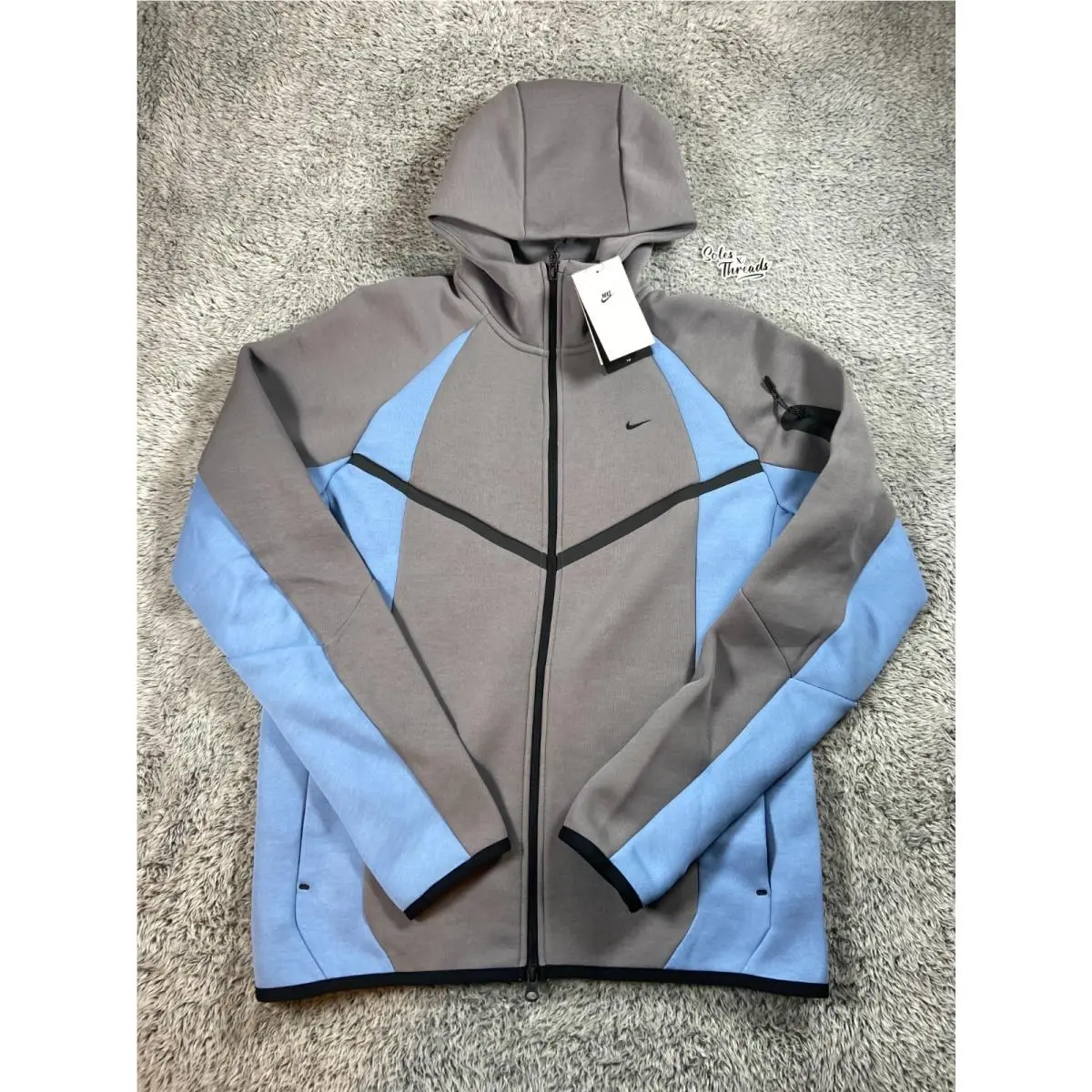 Nike Tech Fleece Windrunner Jacket Size Medium Tall Men Grey Blue IF1325-015