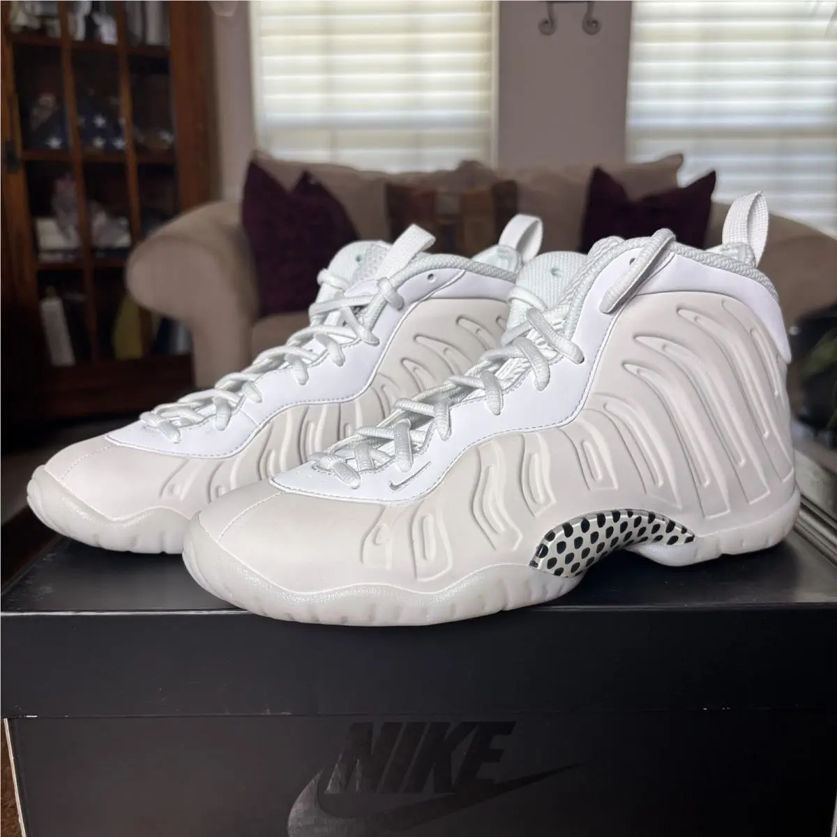 Nike Little Posite One Foamposite GS Size 7 White Shoes Sneakers HQ1959-100