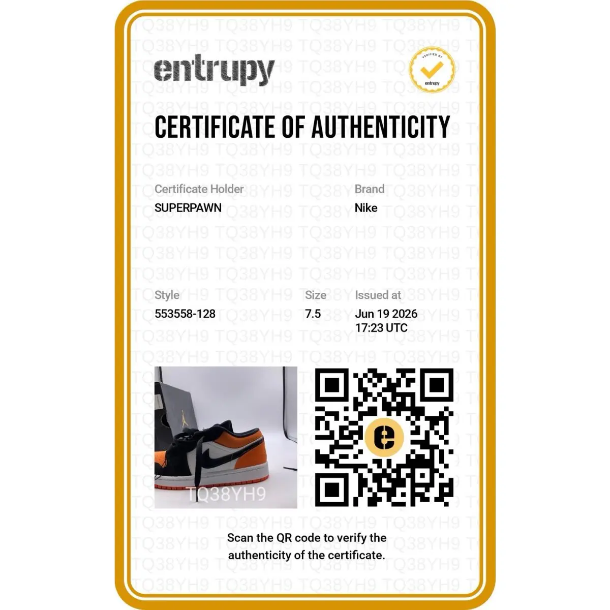 Nike shoes - Air Jordan 1 - Air - 553558-128 - Orange (UPC: 0193152248328) 17