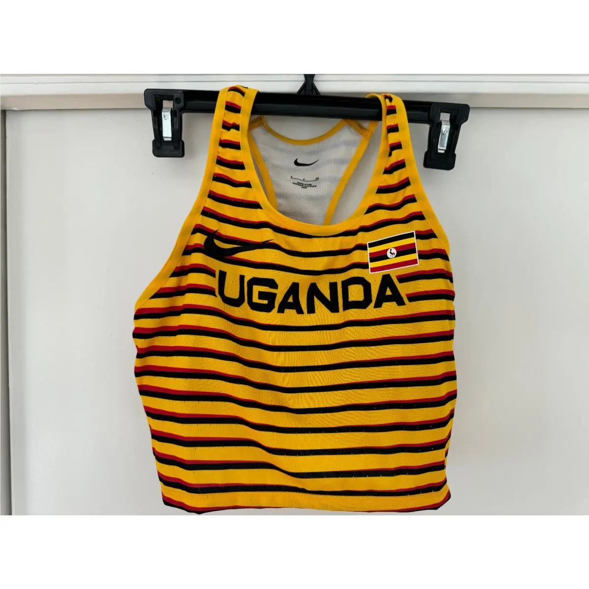 Nike Pro Elite Uganda Women Running Singlet Top Bra Yellow DD7965 Made in Usa