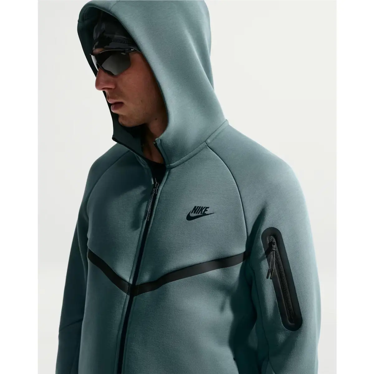 Nike Tech Men`s Fleece Windrunner Full-zip Jacket Hoodie - Mineral - Medium