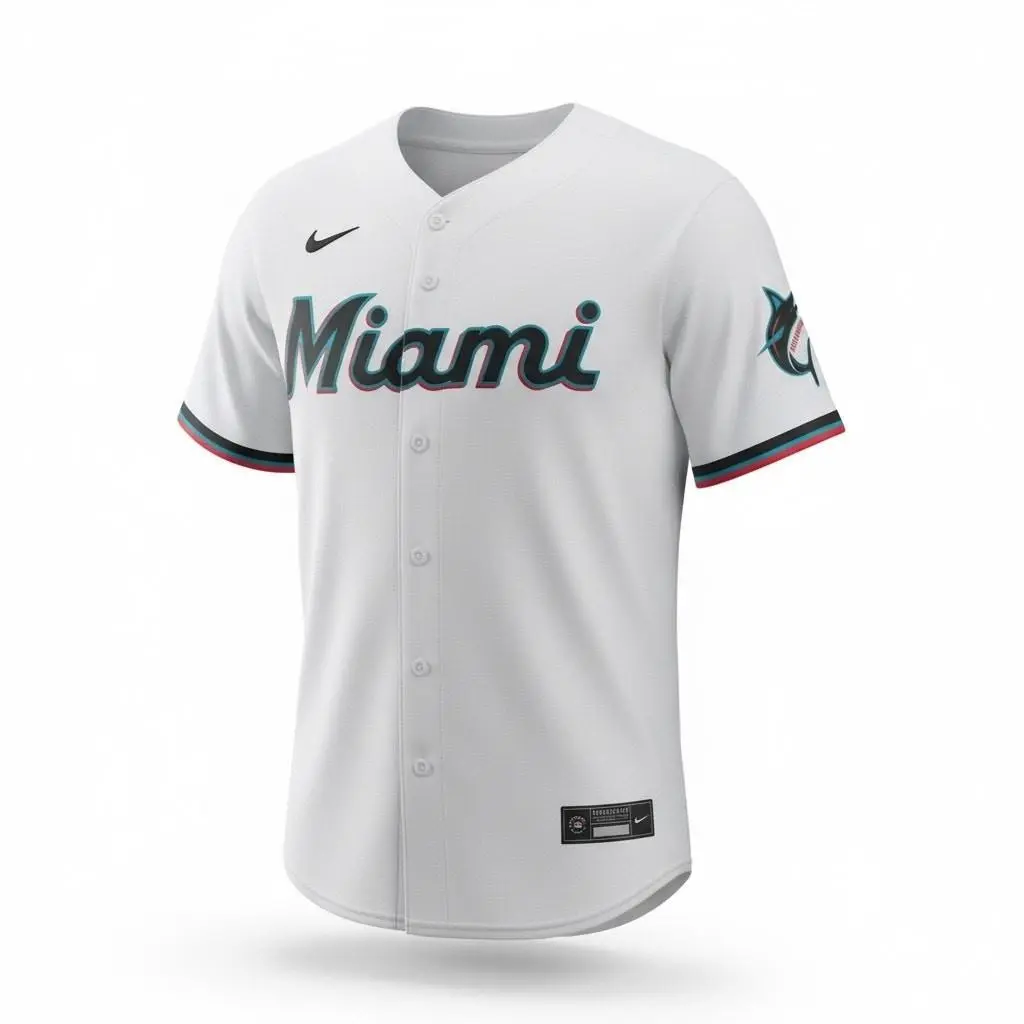 Men`s Miami Marlins Men`s Limited Jersey White Size S by Nike