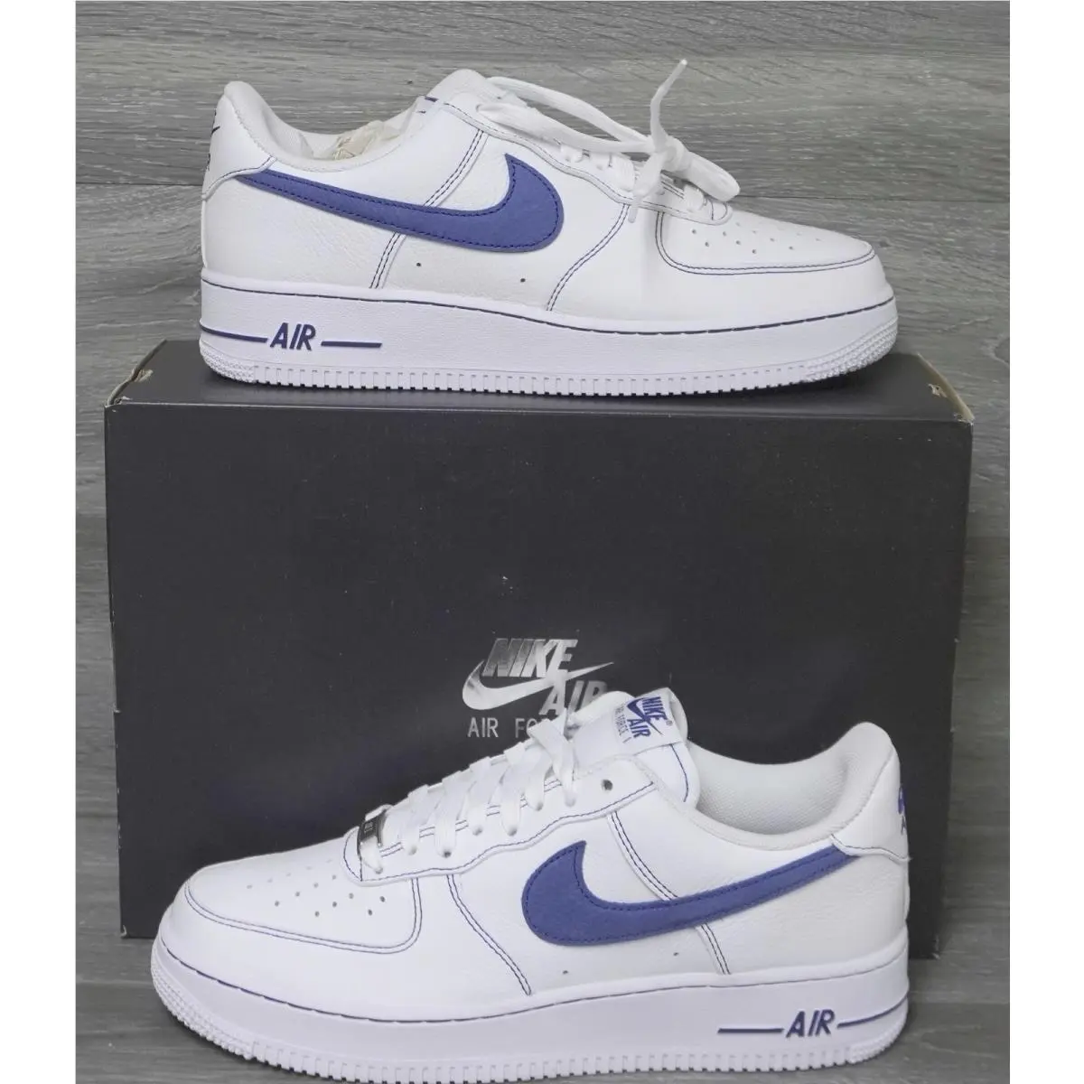 Nike Air Force 1 `07 LV8 Shoes White Deep Royal Blue HQ2037-100 Men`s Size 9
