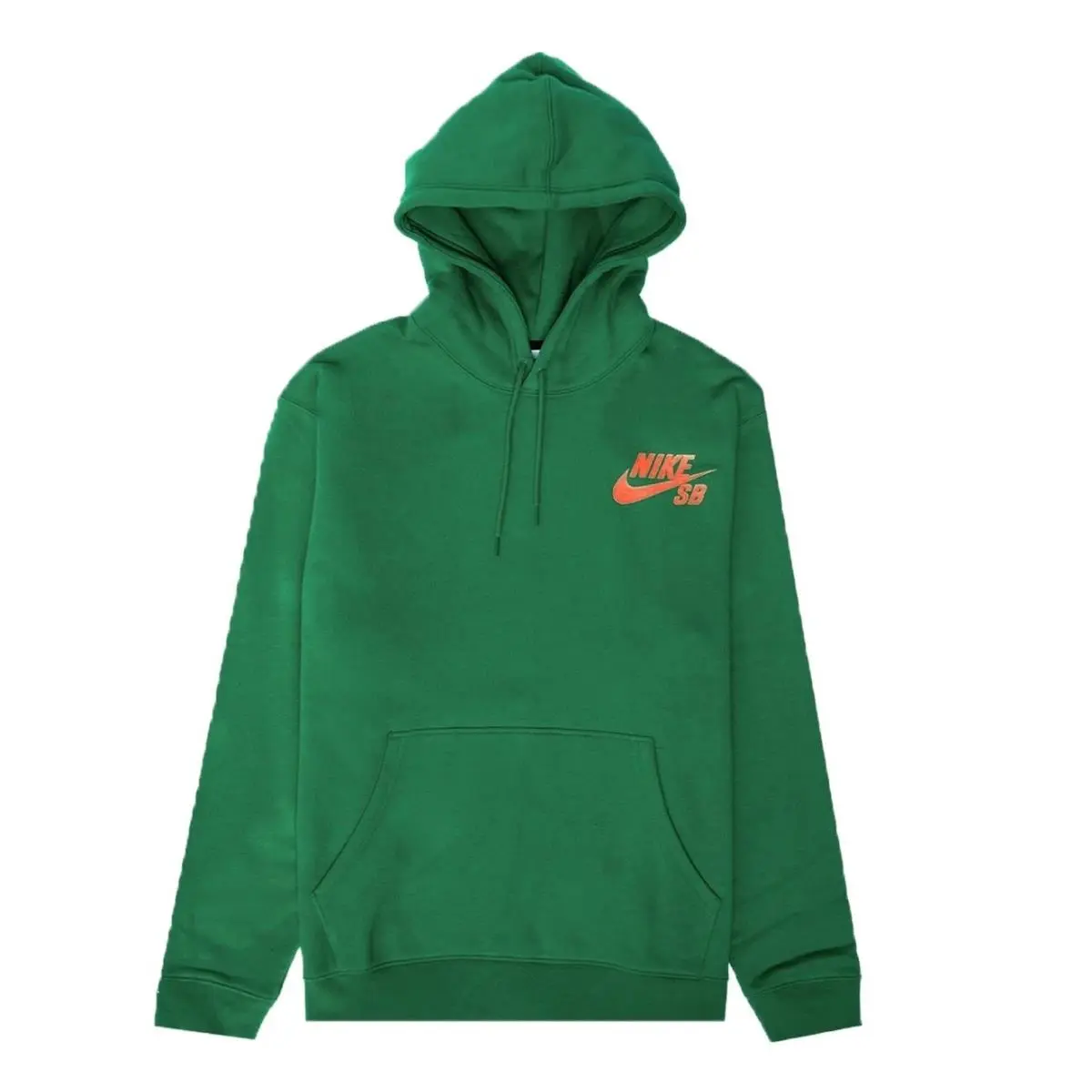 Nike SB Icon Logo Green Bright Orange Pullover LS Hoodie Skateboarding Sz XL