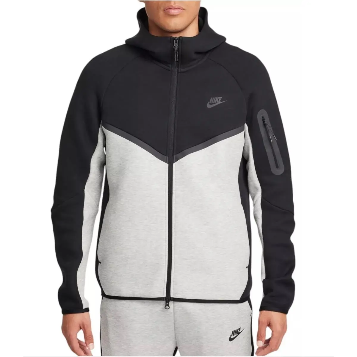 Size 2XL Men`s Tech Fleece Full-zip Windrunner Hoodie Black/grey HV0949-011 by Nike