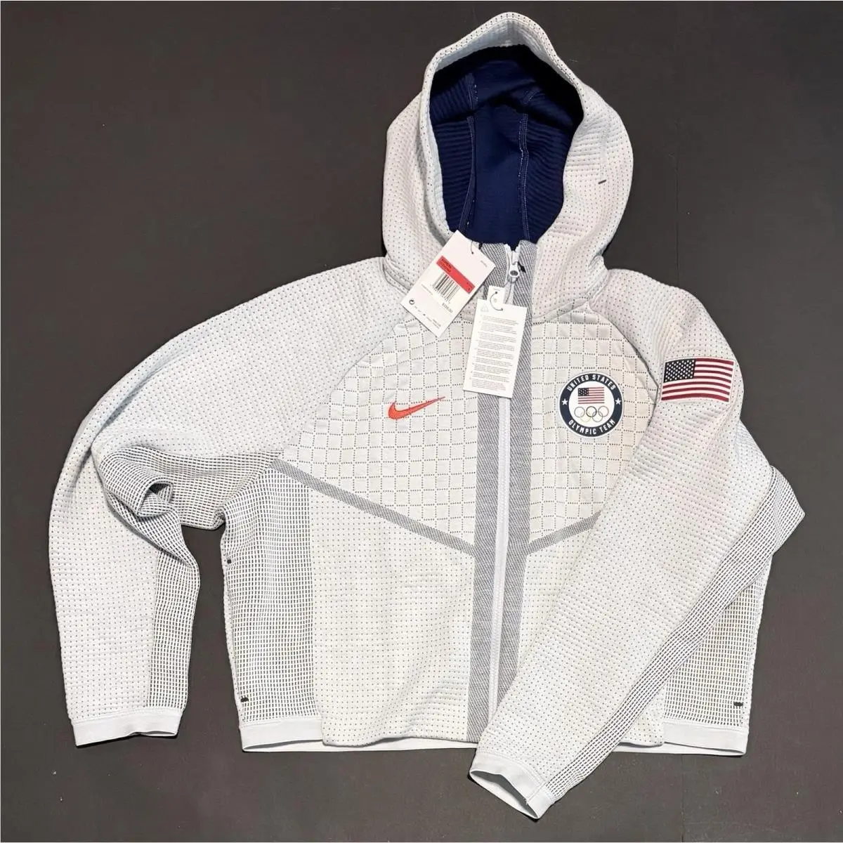 Nike Womens Olympic Team Usa Tech Fleece Zip Hoodie Jacket Sz L CT2582-043