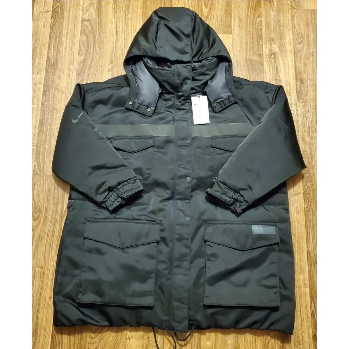Nike Sportswear Jacket Women Large Black City Ready Down Fill Parka Big Pockets