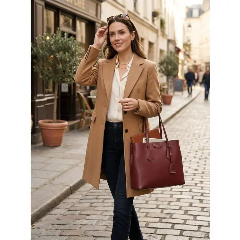 Dkny Sullivan Leather North South Tote Bag - Red