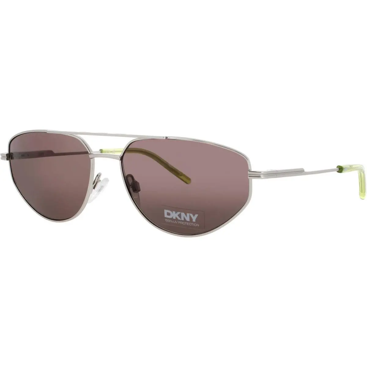 Dkny Women`s Sunglasses Satin Silver/kiwi Geometric Full Rim Frame DK117S 045