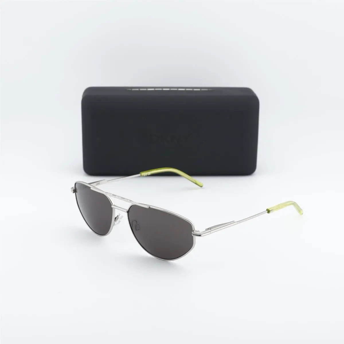 Dkny DK117S 045 Satin Silver/kiwi 57-15-140 Sunglasses