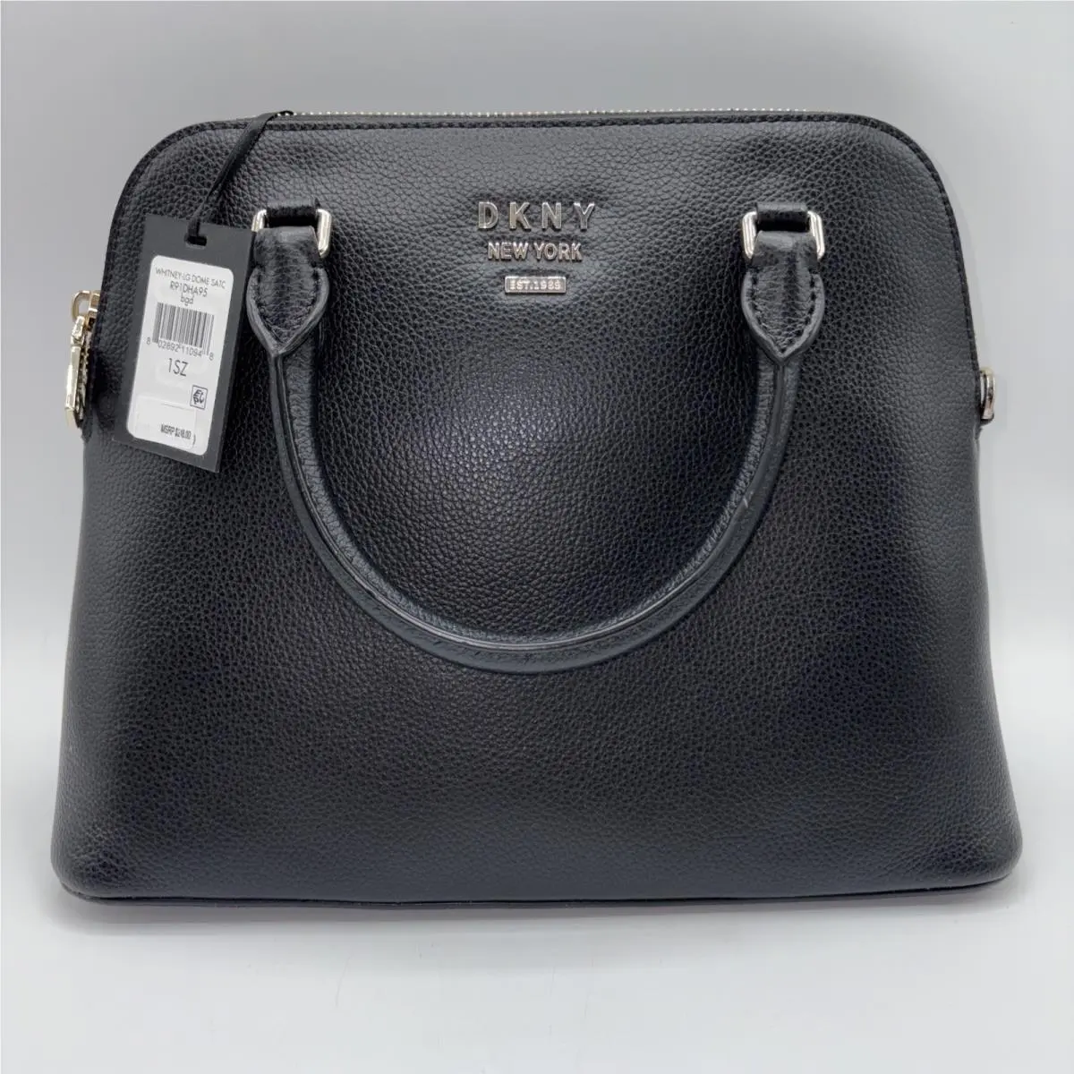 Dkny Whitney Large Dome Satchel Pebble Leather Black Bag Purse Dust Bag M