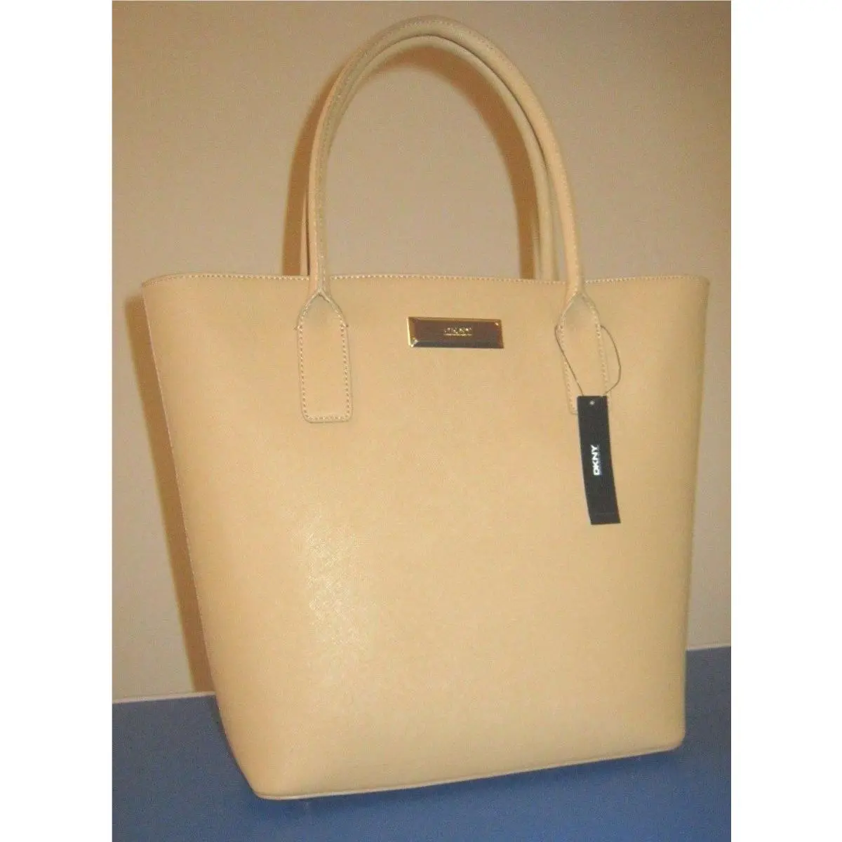Dkny Donna Karan Tote Hand Bag Purse Tan Saffiano Leather by DKNY