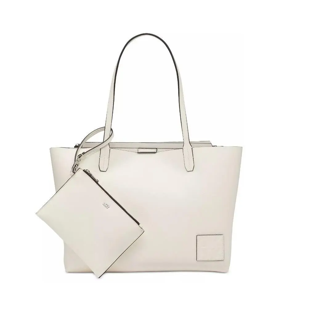 2 Piece Set - Dkny Riley Large Women`s Tote Bag + Pouch in White