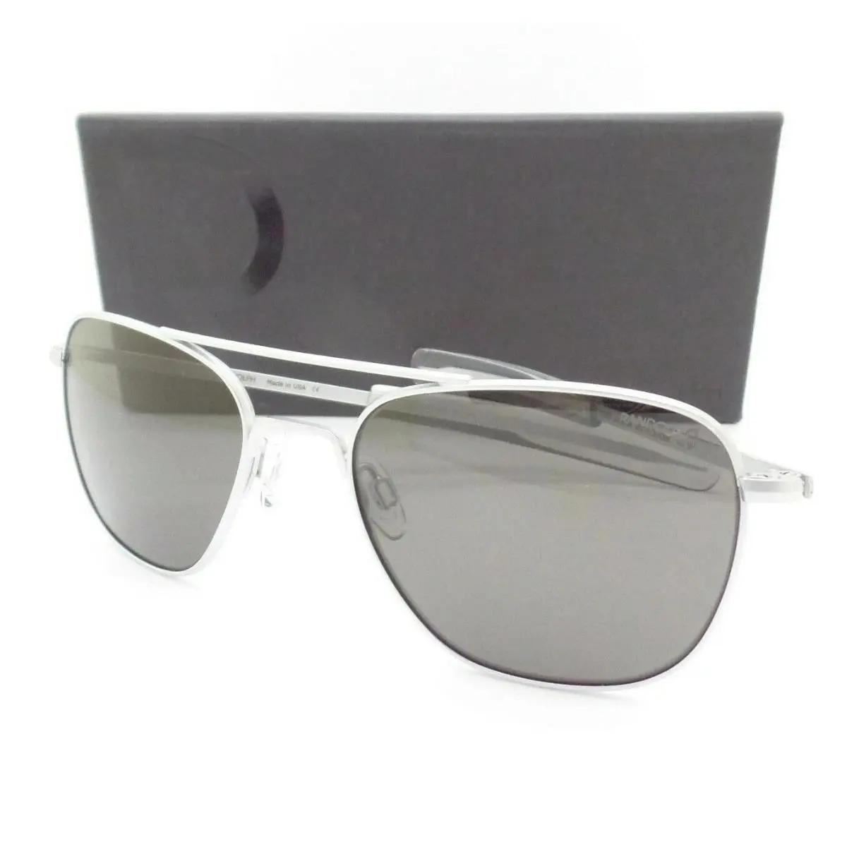 Randolph Aviator Matte Chrome Polarized Grey Glass Sunglasses 58MM AF138 Usa