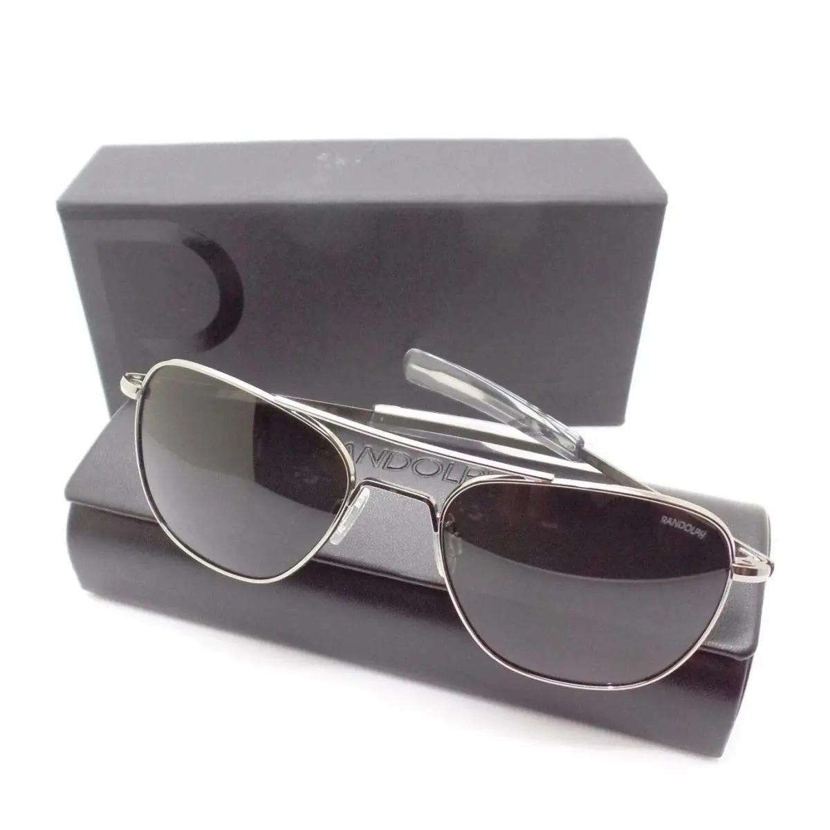 Randolph Aviator Gunmetal Bayonet Polarized Grey Sunglasses Usa 55mm AF098