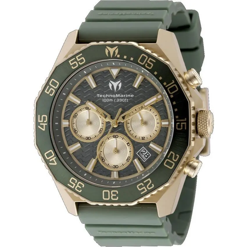 Technomarine Mare Vivo Mens Watch 44mm Olive Green Gold Chrono Watch TM-225072 by TechnoMarine