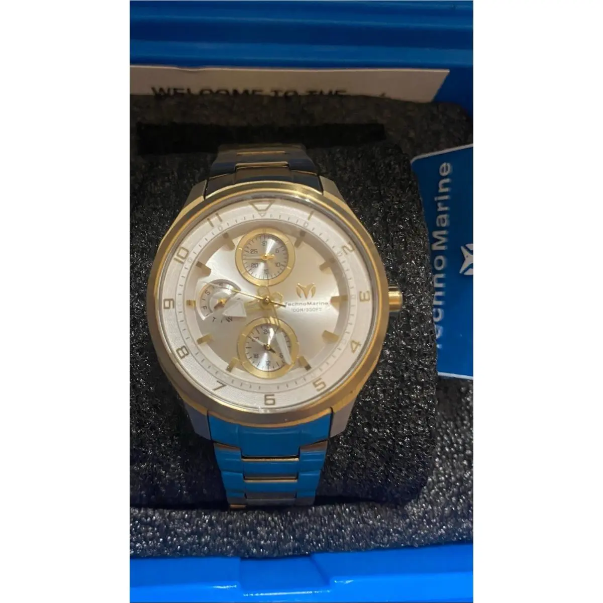 Technomarine Womens Ocean Quantum 36mm Quartz Gold Watch TM-318111 Hard Case