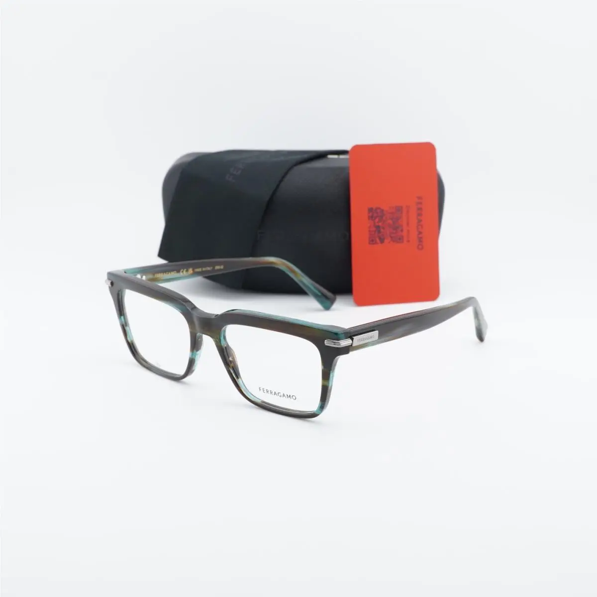SF3014 315 Striped Green 55mm Eyeglasses by Salvatore Ferragamo