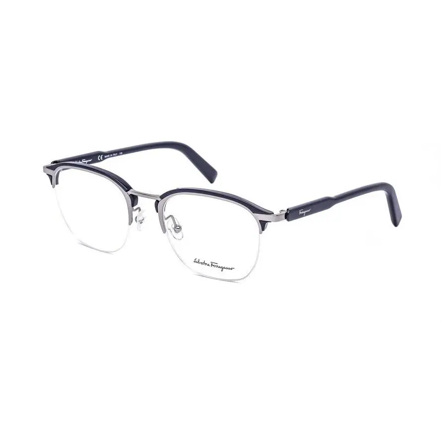 Salvatore Ferragamo SF2180 082 Men`s Eyeglasses Shiny Light Gunmetal Blue