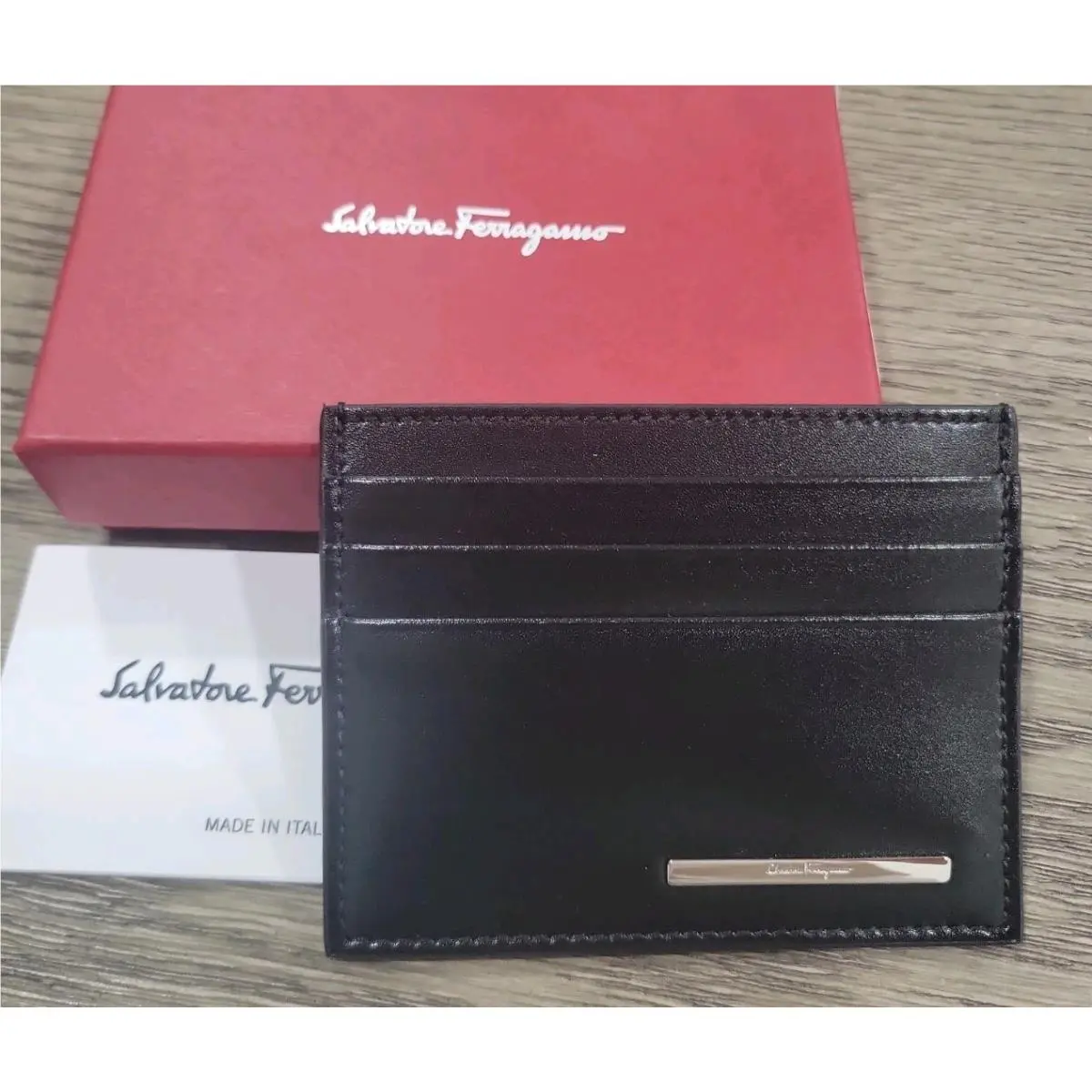 Salvatore Ferragamo Black Card Case Holder Wallet