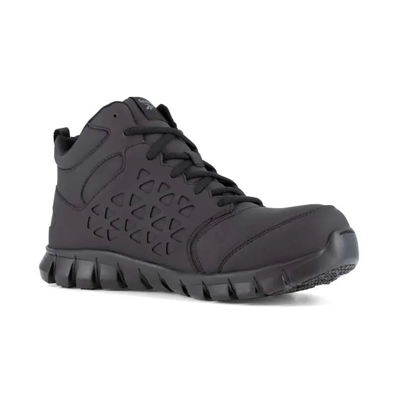 Reebok RB4059 Work Shoes Men Composite Toe EH Slip Resistant Mid Black