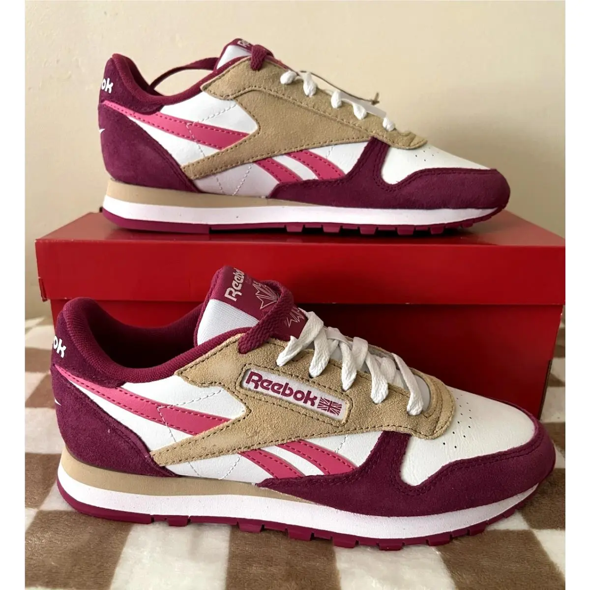 Reebok Classic Leather Running Shoes Pink/white/berry 100209566 Women’s 8