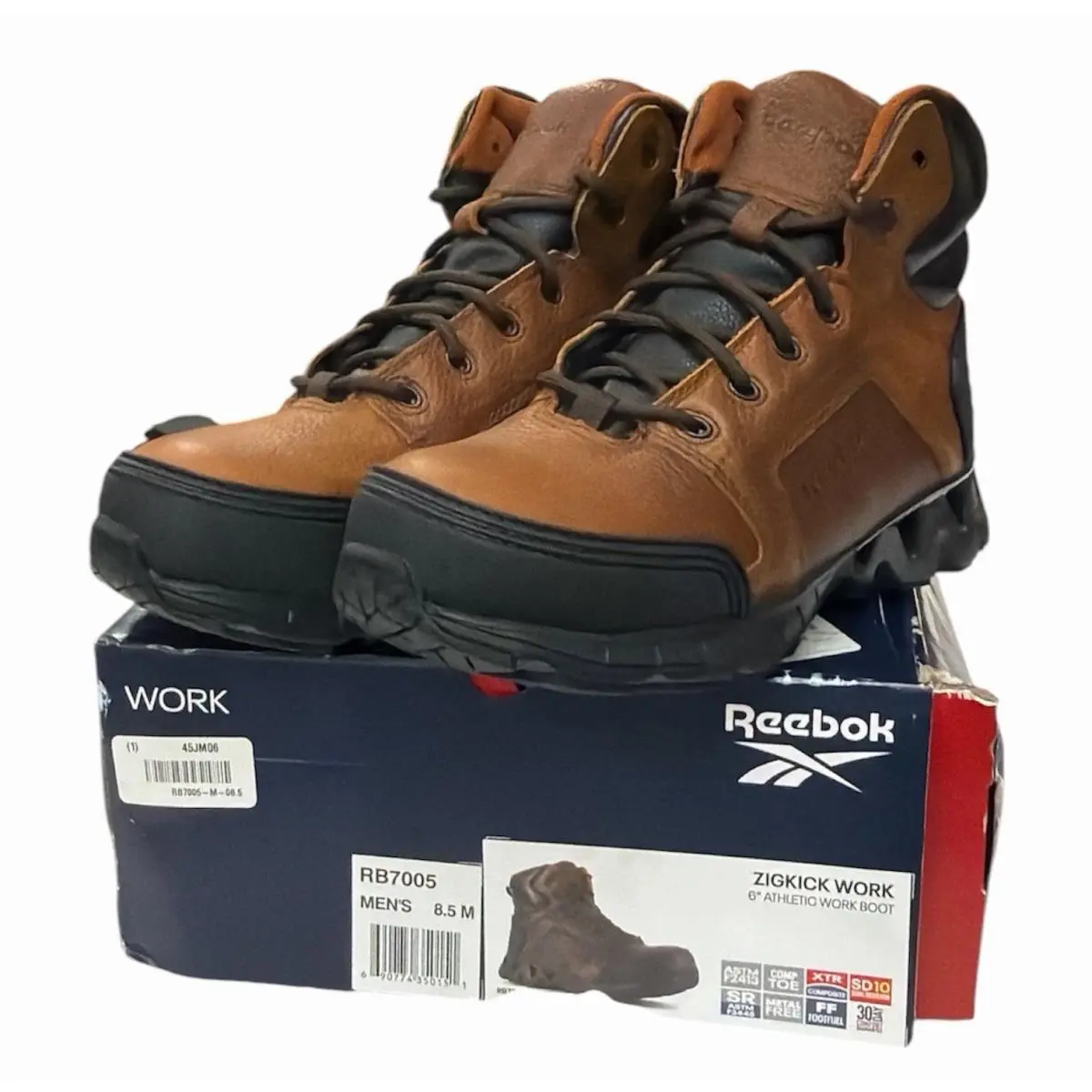 Reebok Work Men`s RB7005 Zigkick 6 Athletic Work Boots Brown US Size 8.5M