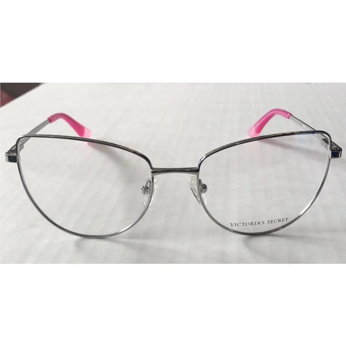 Victoria`s Secret Eyeglasses VS5002 016 Cat Eye Metal Frame Pink Tips