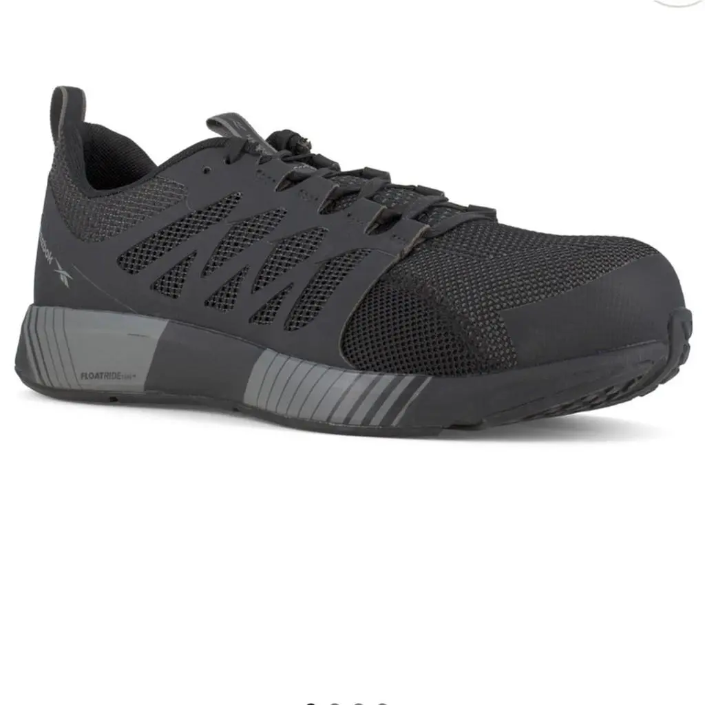 Reebok Work Fusion Black Gray Flexweave Men`s Composite Toe Shoes Size 7.5W