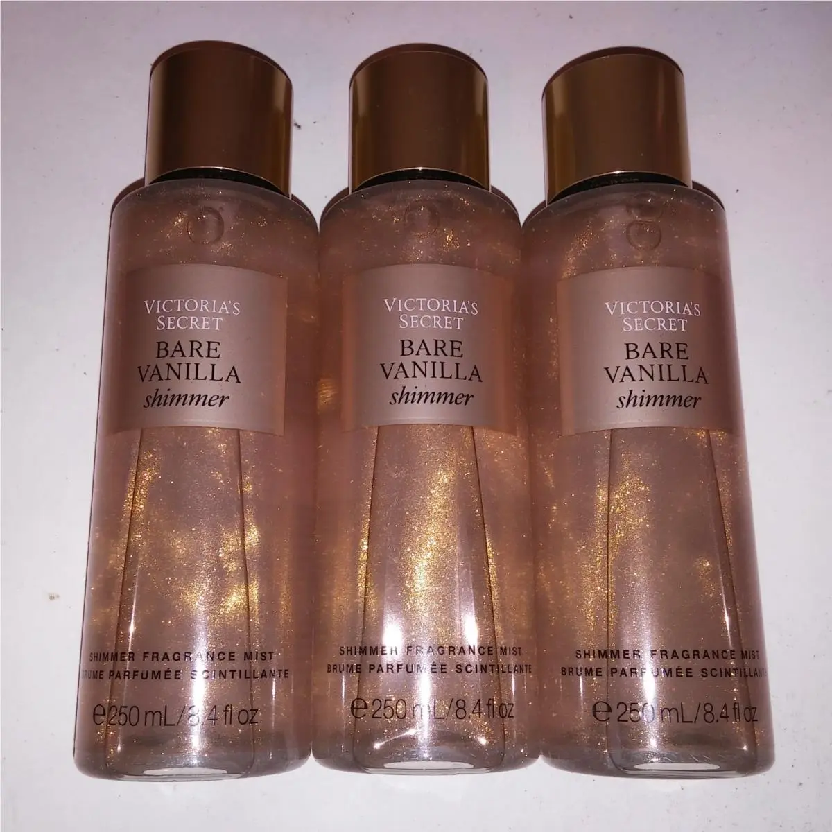 Set of 3 Victoria Secret Fragrance Mist Body Spray Bare Vanilla Shimmer