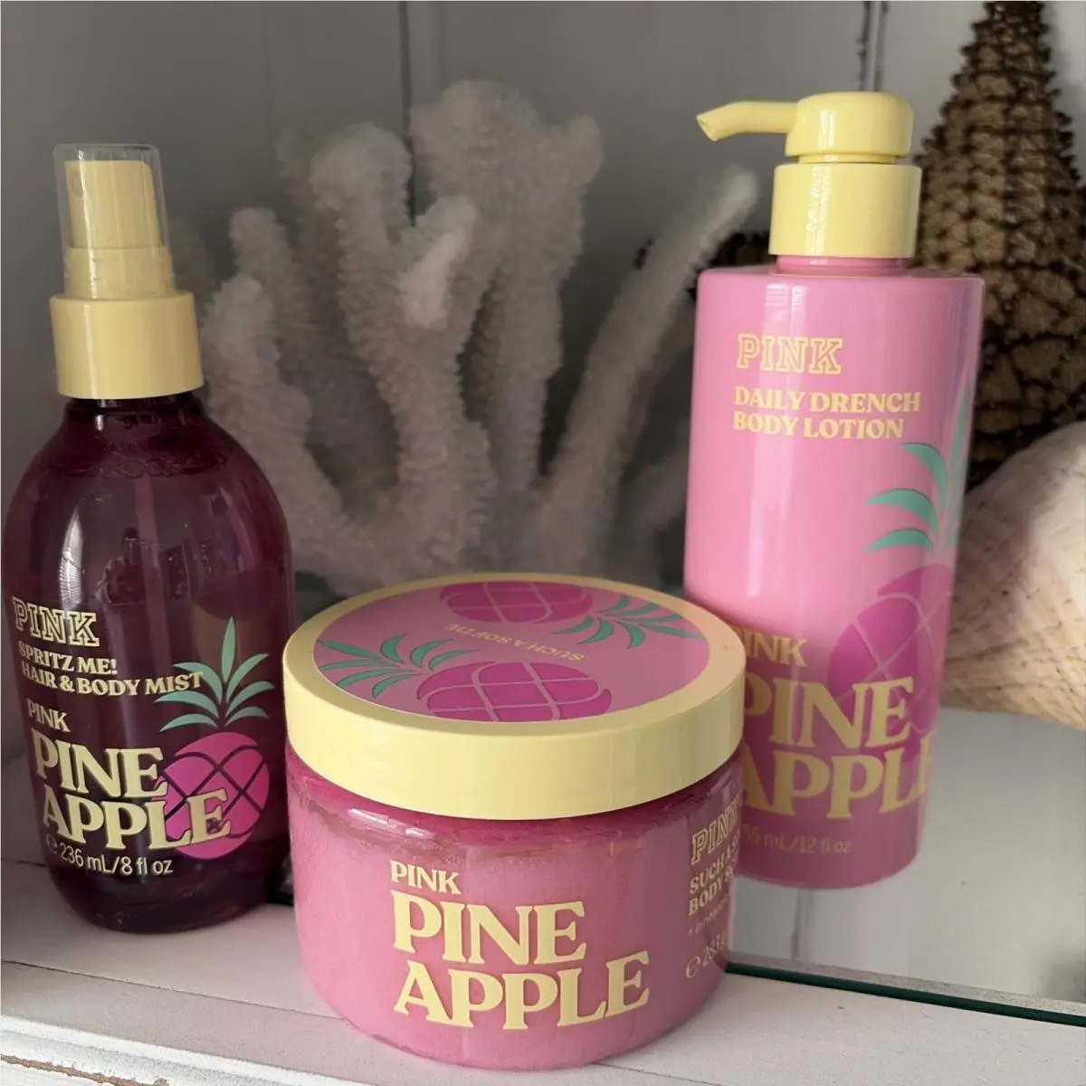 Pink Victoria’s Secret Pink Pineapple 3PC Collection Set Bundle Pine Apple