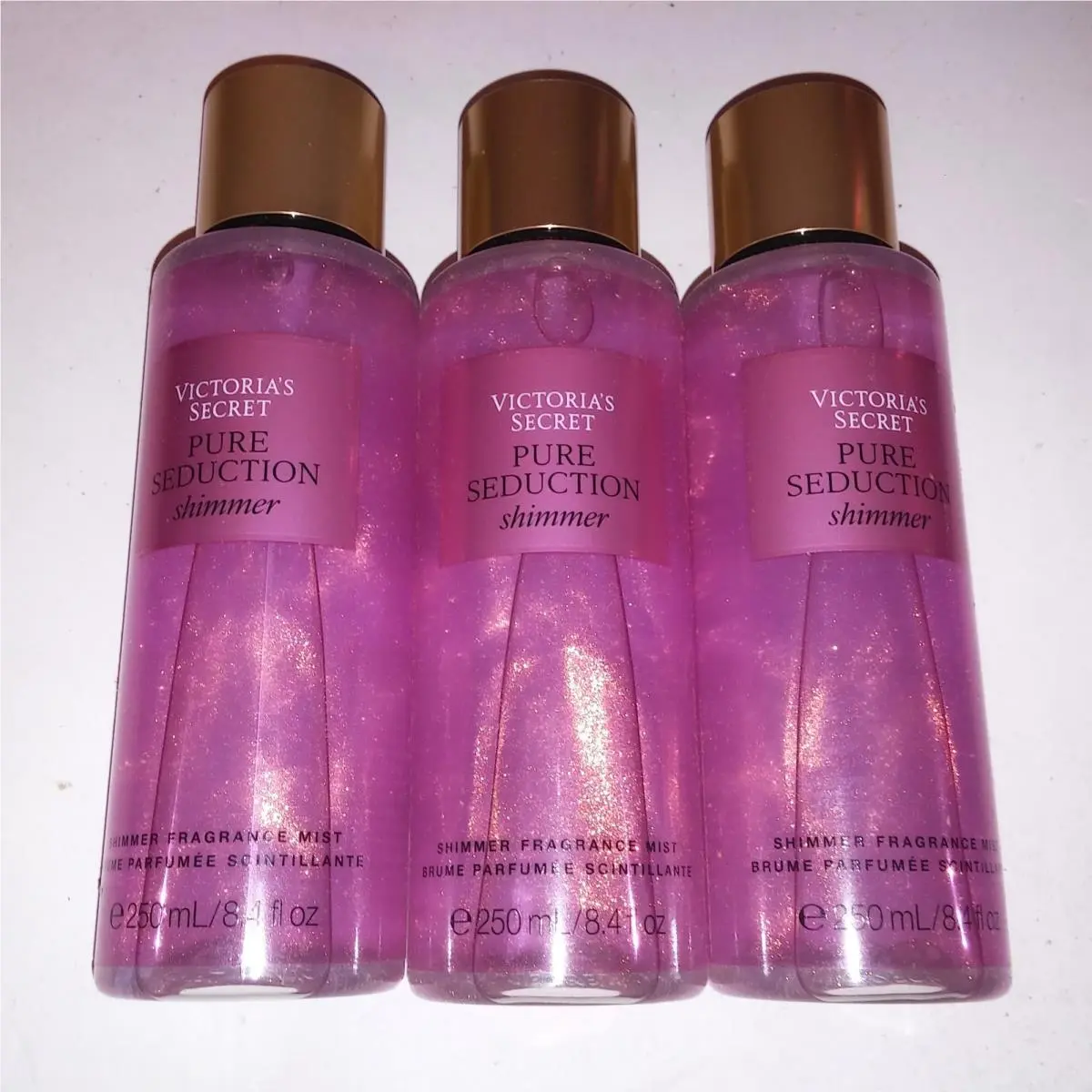 Set of 3 Victoria Secret Fragrance Mist Body Spray Pure Seduction Shimmer