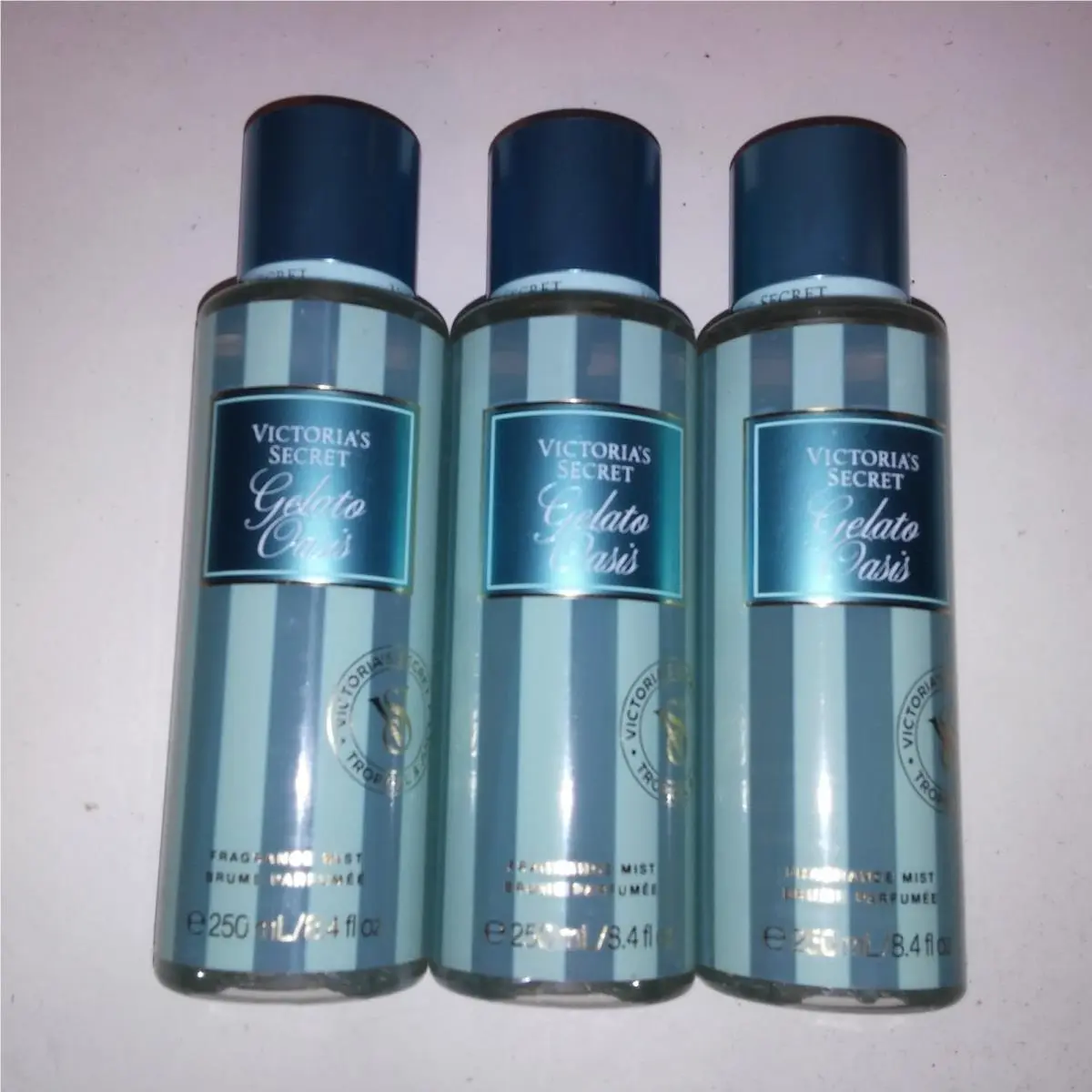 Set of 3 Victoria Secret Fragrance Mist Body Spray Gelato Oasis Full Size
