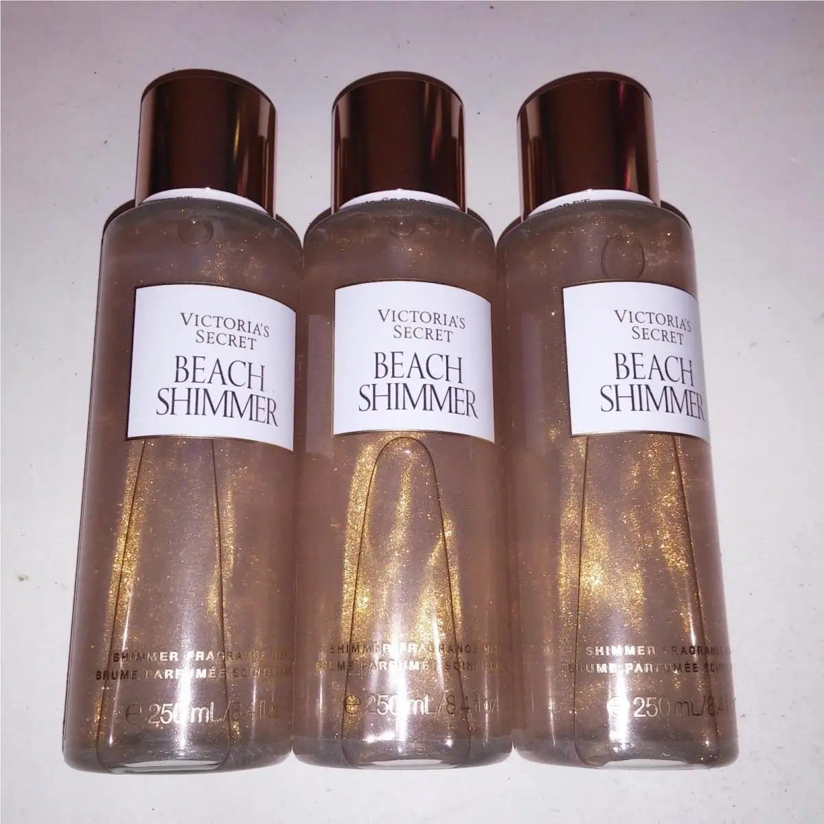 Set of 3 Victoria Secret Fragrance Mist Body Spray Beach Shimmer Full Size
