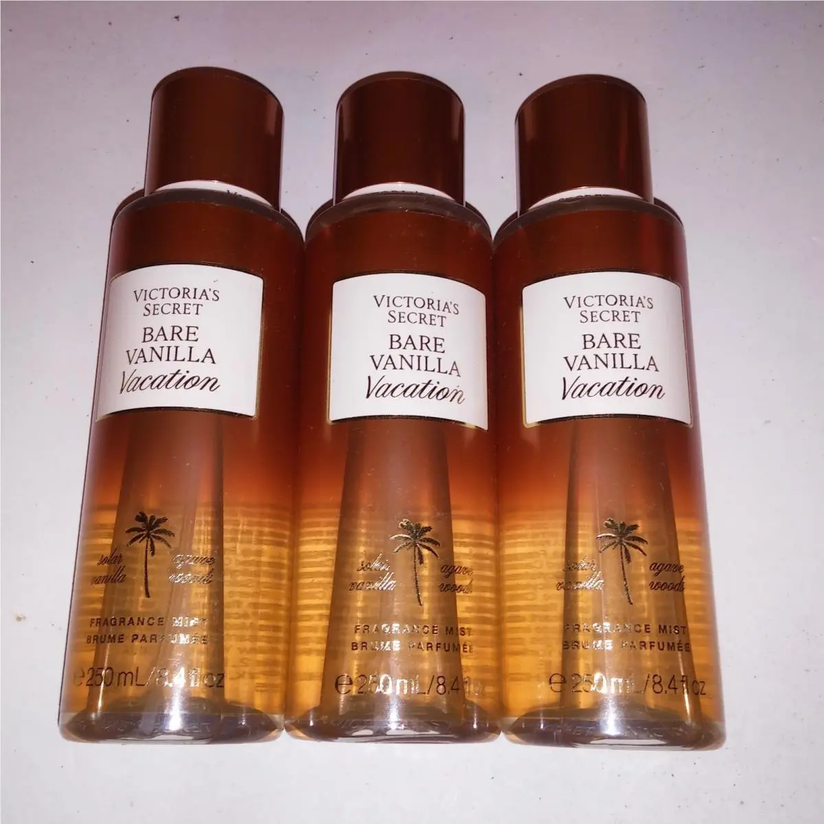Set of 3 Victoria Secret Fragrance Mist Body Spray Bare Vanilla Vacation