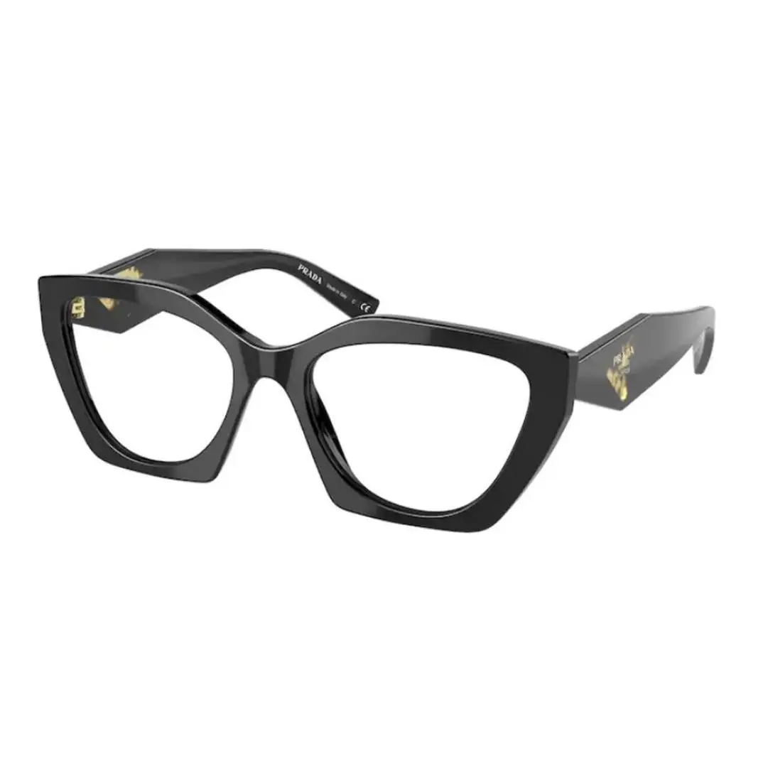 Ultra Modern Chic Prada Unisex Eyeglasses PR09YVF 1AB1O1 Black with Cheetah Logo