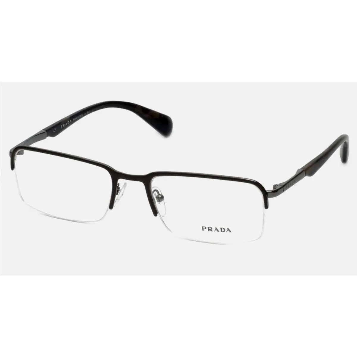 Classy Timeless Prada VPR59Q LAH-1O1 Brown Marble Half-rim Unisex Eyeglasses