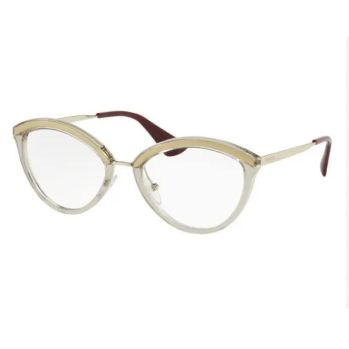 Elegant Sophisticated Prada Womens Eyeglasses PR14UV KNG1O1 Gold Clear Maroon