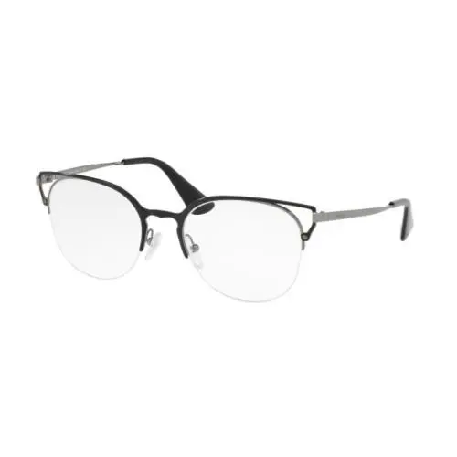 Prada Women`s Eyeglasses PR64UV M4Y1O1 Black Gunmetal Cat Eye