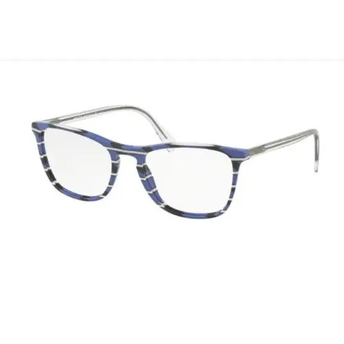 Prada Eyeglasses PR08VV 3191O1 Striped Blue Gray Printed