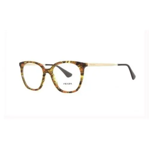Prada PR11TV KJN1O1 Glossy Striped Brown Orange Unisex Eyeglasses