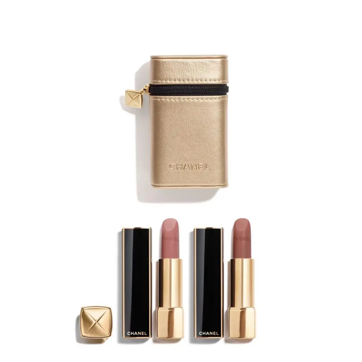 Chanel Lip Case Pouch Rouge Allure Velvet Set 478 479 Gold Pouch Limited