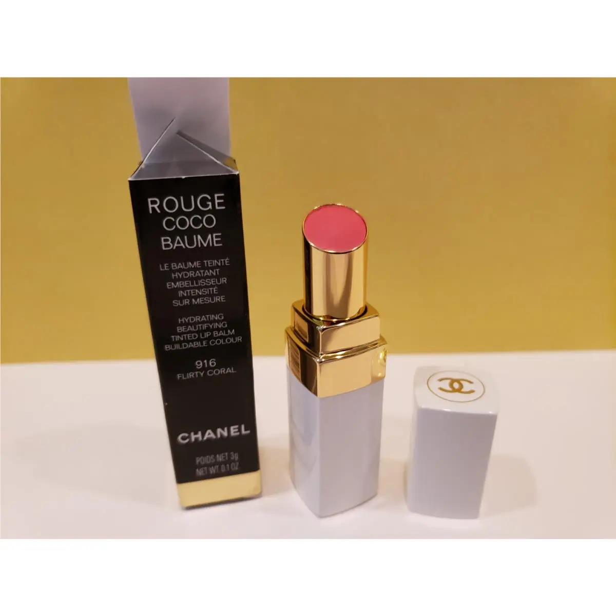 Chanel Rouge Coco Baume Tinted Lip Balm 916 Flirty Coral