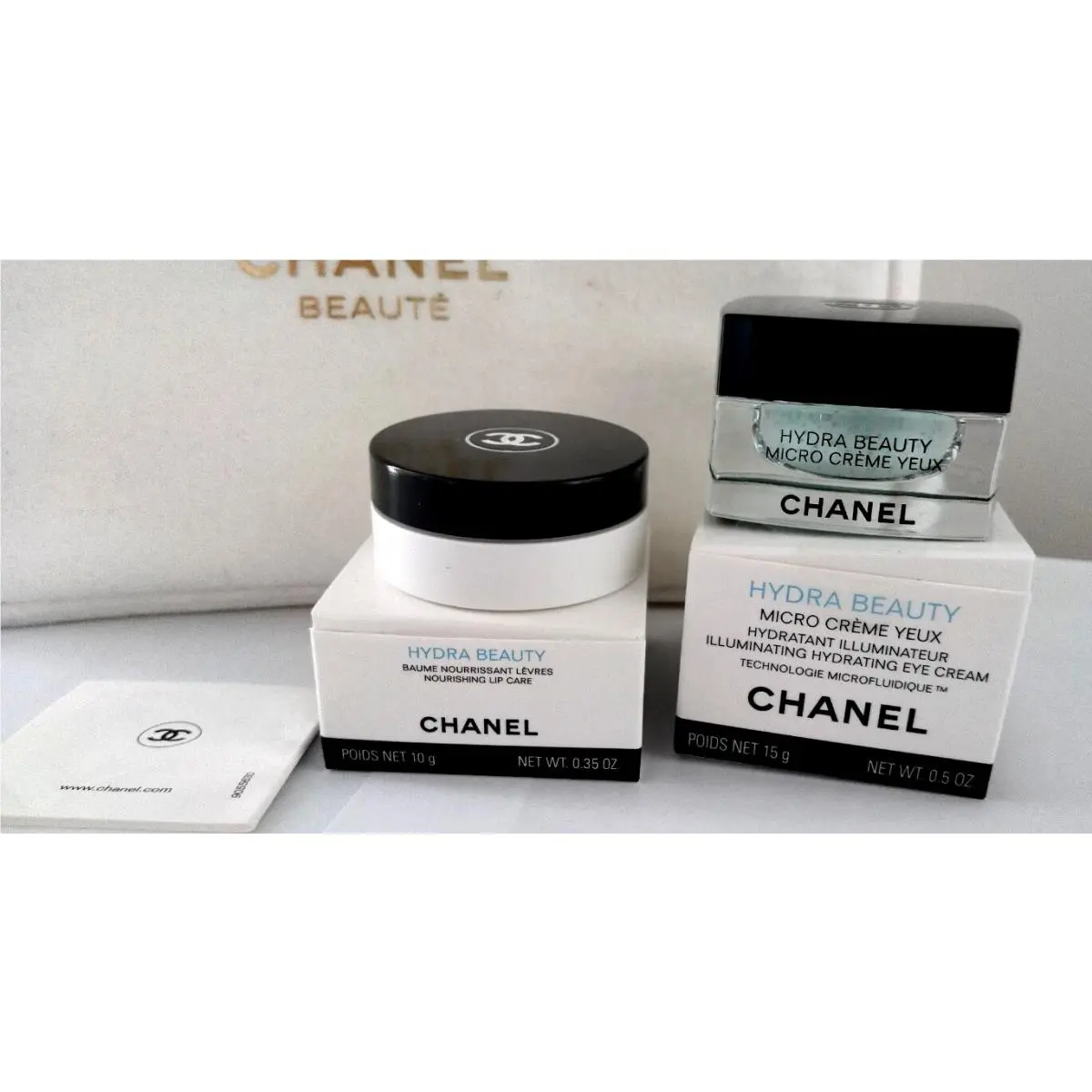Chanel Skin Care Gift Set 3 Pcs: Eye Cream Lip Balm Cosmetic Bag