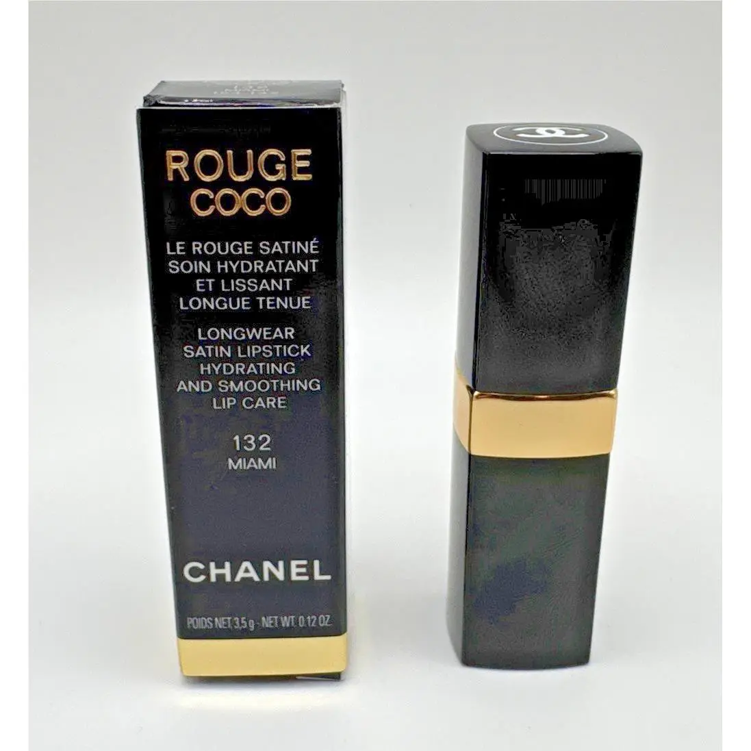 Chanel Rouge Coco Hydrating Longwear Satin Lipstick 132 Miami .12 Oz