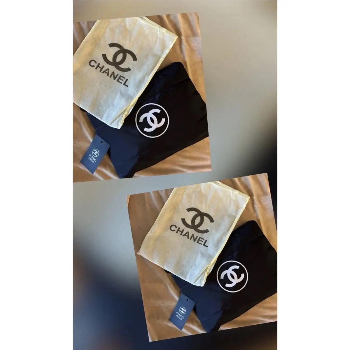 2 Oversized Chanel Makeup Bag Pouch Vip Gift White with Dust Bag Ipad Cover