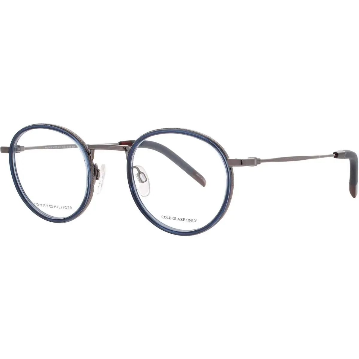 Tommy Hilfiger Men`s Eyeglasses Blue Metal Oval Shape Full Rim Frame TH 1815 Pjp - Frame: Blue, Lens: Clear Demo Lens