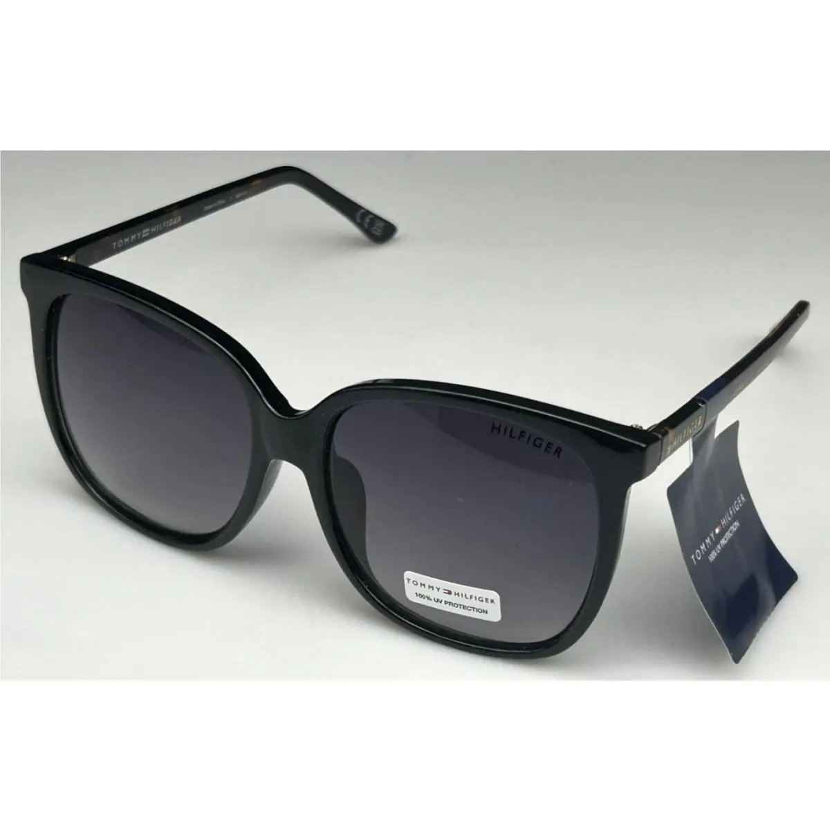 Women`s 57mm Black Frame Gray Lens Designer Sunglasses by Tommy Hilfiger